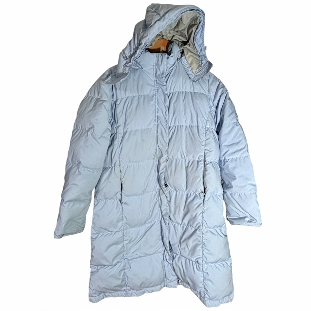 Vintage L.L. Bean Women's Goose Down‎ Long Parka Light Blue Winter Coat Medium